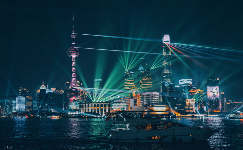 show de luz del Río Huangpu
